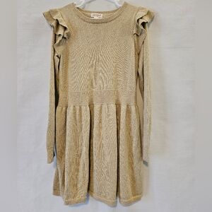 Cat & Jack Girls M 7/8 Gold Sparkly Sweater Dress